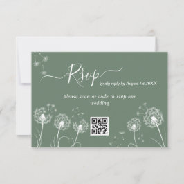 Groene Wildflower Moderne bruiloft RSVP Kaartje
