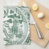 Groene Wilg China Patroon  Custom Monogram Theedoek (Quarter Fold)