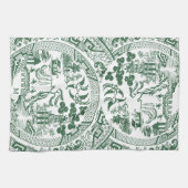 Groene Wilg China Patroon  Custom Monogram Theedoek (Horizontaal)