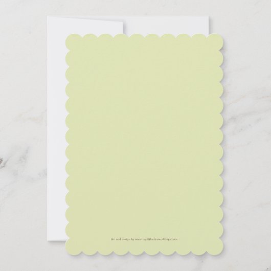 Groene wilgen catkin waterverf bruiloft uitnodigin kaart (Achterkant)