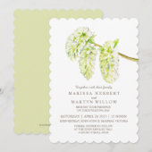 Groene wilgen catkin waterverf bruiloft uitnodigin kaart (Voorkant / Achterkant)