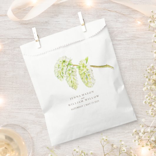 Groene wilgen waterverf trouwtas bedankzakje (Geknipt)