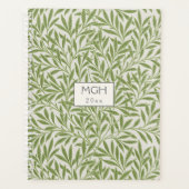 Groene Wilgenbladeren Monogram Vintage Planner (Voorkant)
