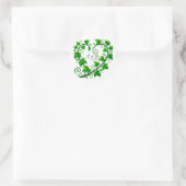 Groene Wingerd Hart Bladeren Bruiloft Ronde Sticker (Tas)