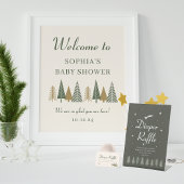 Groene Winter Baby shower Welkom Teken Poster