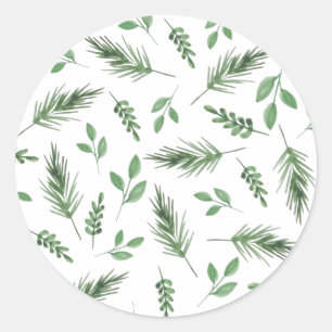 Groene Winter Bliss Bloemen Kerst sticker