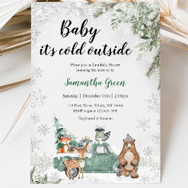 Groene Winter Bos Baby Shower Kaart