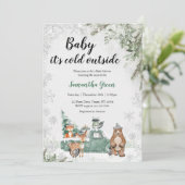 Groene Winter Bos Baby Shower Kaart (Staand voorkant)