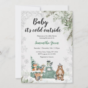 Groene Winter Bos Baby Shower Kaart