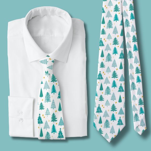 Groene Winter Bos Kerstboom Stropdas
