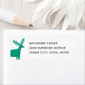 Groene winter bosrijke rendieren. Kerstvakantie Etiket (Insitu)