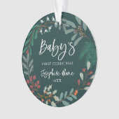 Groene Winter Botanische Baby's Eerste Kerstmis Ornament (voorkant)