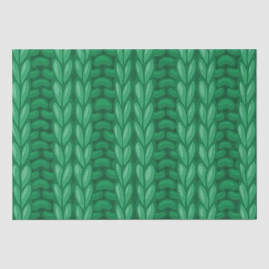 Groene Winter Brei Wollen Patroon Tissuepapier (Voorkant)