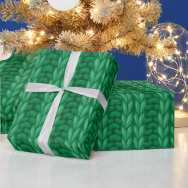 Groene Winter Brei Wollig Patroon Cadeaupapier