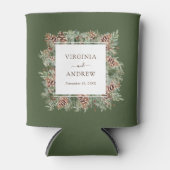 Groene Winter bruiloft Blikjeskoeler (Voorkant)