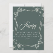 Groene Winter Coquette Favor Tafelbord Kaart (Voorkant)