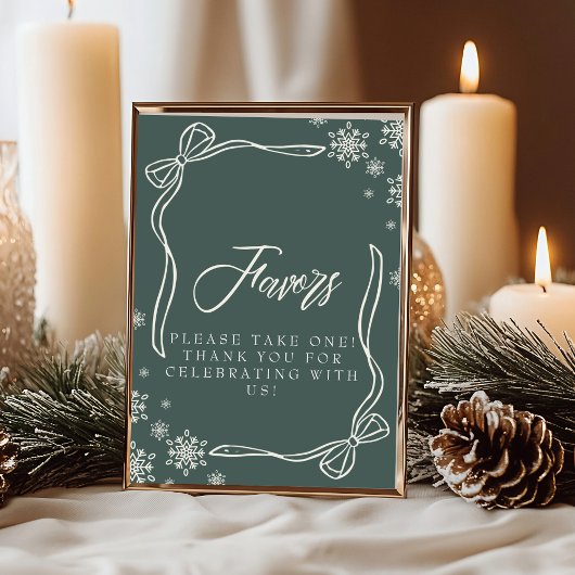 Groene Winter Coquette Favor Tafelbord Kaart