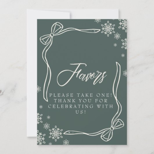 Groene Winter Coquette Favoriete Tafelteken Kaart (Voorkant)