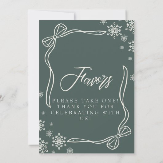 Groene Winter Coquette Favoriete Tafelteken Kaart (Achterkant)