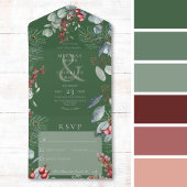 Groene winter dennenbessen Eucalyptus Geen diner All In One Uitnodiging