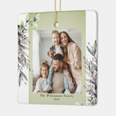 Groene Winter Foliage Foto Kerstmis Keramisch Ornament (Links)