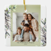 Groene Winter Foliage Foto Kerstmis Keramisch Ornament (Voorkant)