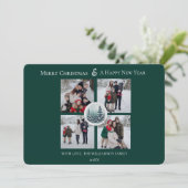 Groene Winter Forest Bloemen Fotocollage Feestdagenkaart (Staand voorkant)