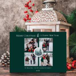 Groene Winter Forest Bloemen Fotocollage Feestdagenkaart