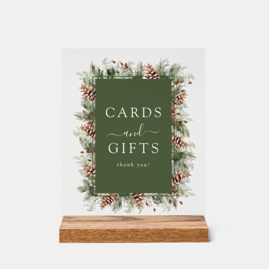 Groene Winter Kaarten en cadeau Acryl Bord (Voorkant)