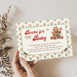 Groene Winter Kerst Baby shower Boeken voor Baby Informatiekaartje