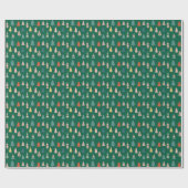 Groene Winter Kerstbomen Modern Patroon Cadeaupapier (Vlak)