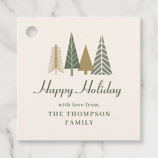 Groene Winter Kerstmis Bedankjes Labels (Voorkant)