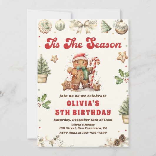 Groene Winter Kerstmis Gingerbread Cookie Verjaard Kaart (Voorkant)