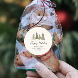 Groene Winter Kerstvakantie Ronde Sticker