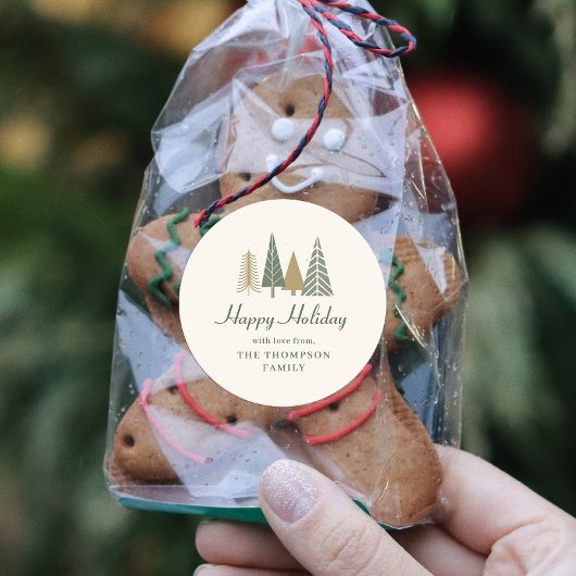 Groene Winter Kerstvakantie Ronde Sticker