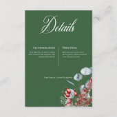 Groene Winter Pine Berries Eucalyptus Wedding Informatiekaartje (Voorkant)