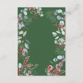 Groene Winter Pine Berries Eucalyptus Wedding Informatiekaartje (Achterkant)