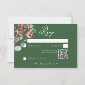 Groene Winter Pine Berries Eucalyptus Wedding RSVP Kaartje (Voorkant)