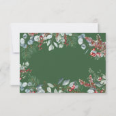 Groene Winter Pine Berries Eucalyptus Wedding RSVP Kaartje (Achterkant)
