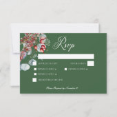 Groene Winter Pine Berries Eucalyptus Wedding RSVP Kaartje (Voorkant)