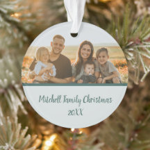 Groene Winter Pine Familie Foto Geheugen Kerstmis