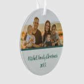 Groene Winter Pine Familie Foto Geheugen Kerstmis Ornament (voorkant)