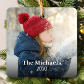 Groene Winter Pine Trees Foto gepersonaliseerd Keramisch Ornament