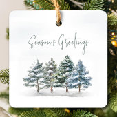 Groene Winter Pine Trees Foto gepersonaliseerd Keramisch Ornament