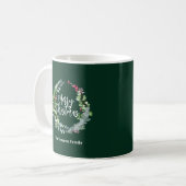 Groene winterkrans waterverf kerst koffiemok (Voorkant links)