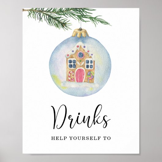 Groene wintertak - Drankjes  Poster (Voorkant)