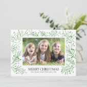 Groene wintertakken en bessen | Vakantie 2017 Feestdagenkaart (Staand voorkant)