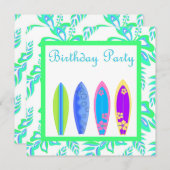 GROENE WIPEOUT PARTY UITNODIGING surfplank (Voorkant / Achterkant)