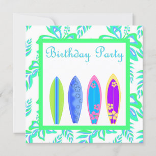 GROENE WIPEOUT PARTY UITNODIGING surfplank