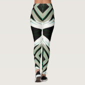 Groene Wit Beige Winter Yoga Starburst Sneeuwvlok Leggings (Achterkant)